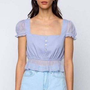Oak + Fort CROPPED PEPLUM TOP in lavender